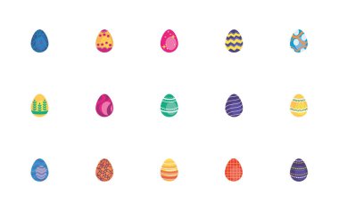 bundle easter eggs painted flat style icons