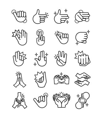 bundle of hands signals line style icon