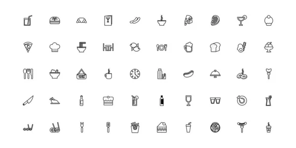 Bundle of restaurant set line icons — Stock vektor