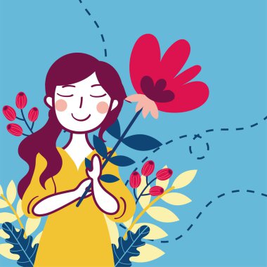 beautiful woman in the garden scene