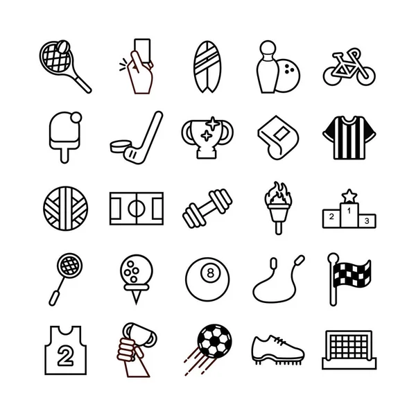 bundle of sports set line icons