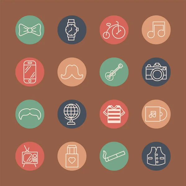 Bundle of hipster style set icons — ストックベクタ