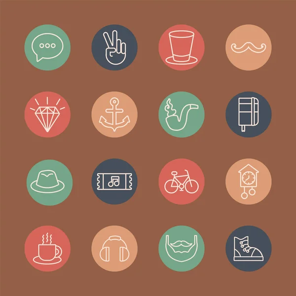 Paquete de iconos de conjunto estilo hipster — Vector de stock