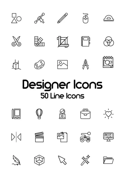 Bundle of designer set icons and lettering — Stock Vector