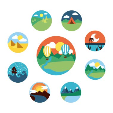 bundle of landscapes circular set scenes