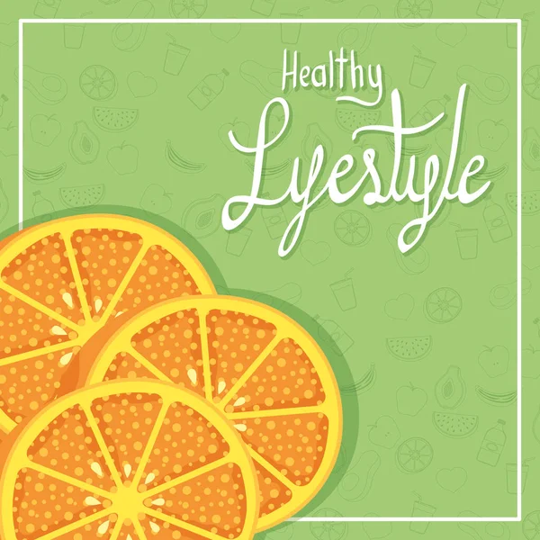 Fresh orange citrus fruit with healthy lifestyle lettering — ストックベクタ