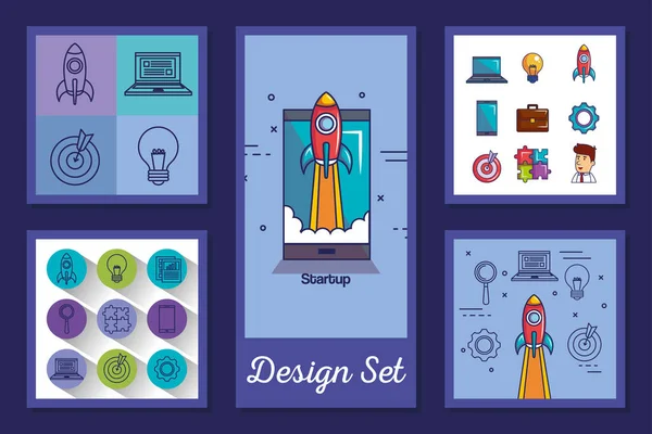 Design set di icone di start-up — Vettoriale Stock