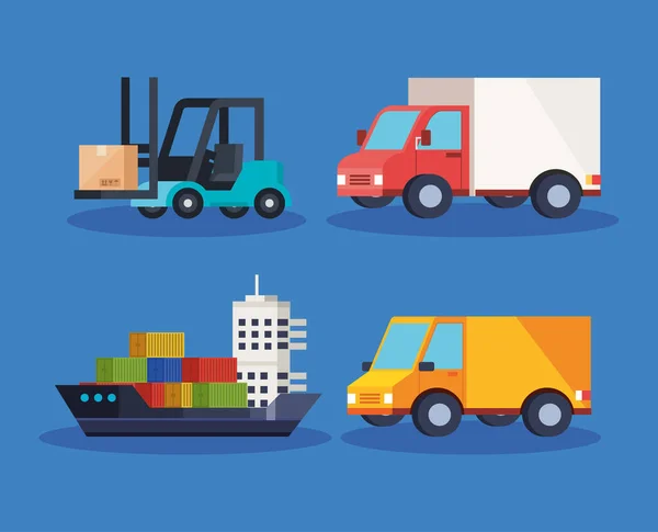 Set vehicles of delivery logistic service — Stock Vector