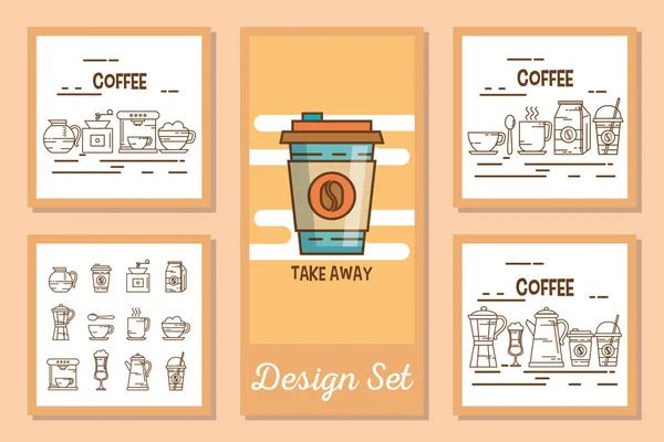 Diseños conjunto de iconos de bebidas de café — Archivo Imágenes Vectoriales