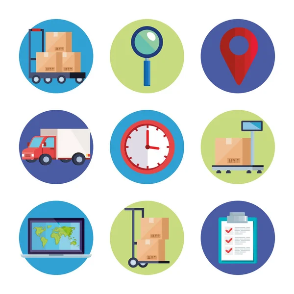 Set of delivery logistic service icons — Stock Vector