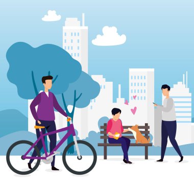 Gençlerle dolu kentsel binalar