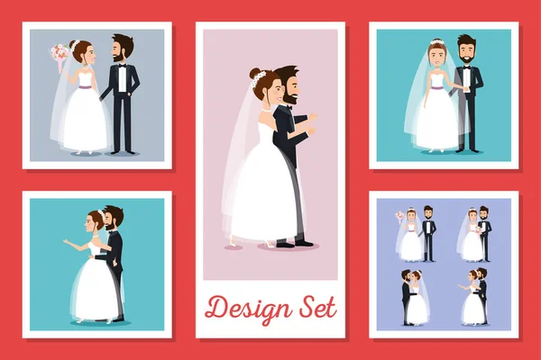 Designs Reihe von Paaren verheiratet — Stockvektor