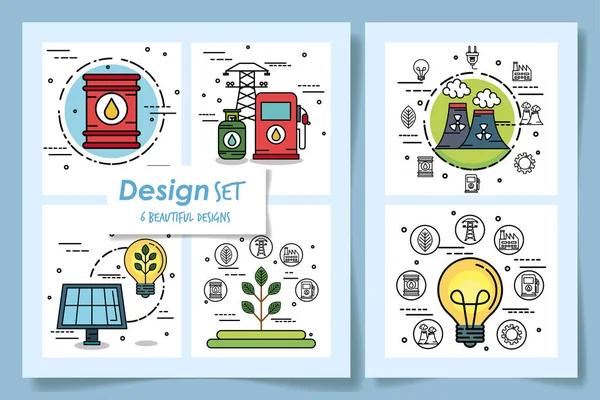 六套环保图标的设计 — 图库矢量图片