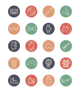 bundle of hipster style set icons