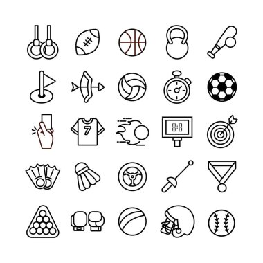 bundle of sports set line icons