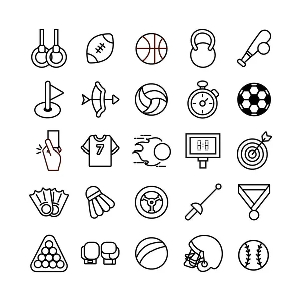 Bundle of sports set line icons — Stockvektor