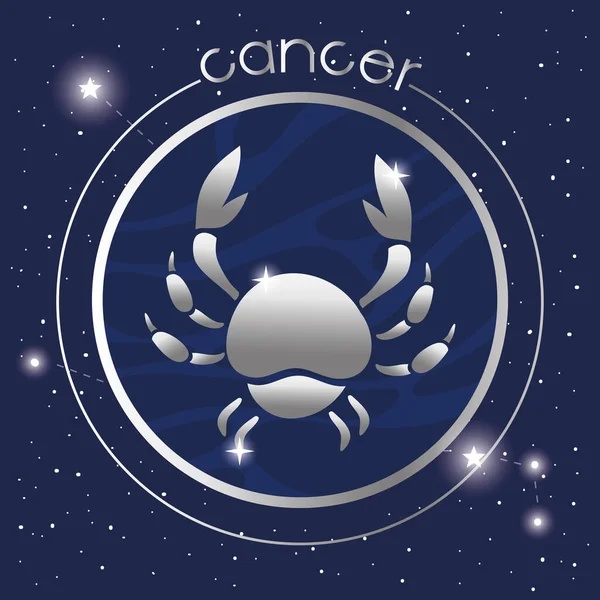 Cancer zodiac sign silver seal — Stock Vector