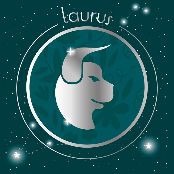 Taurus zodiac sign silver seal — Stock Vector