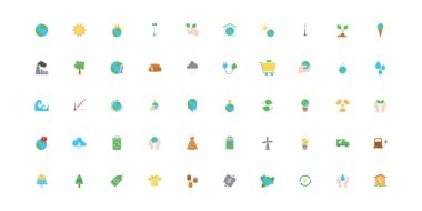 İklim değişikliği demeti düz simgeler oluşturdu