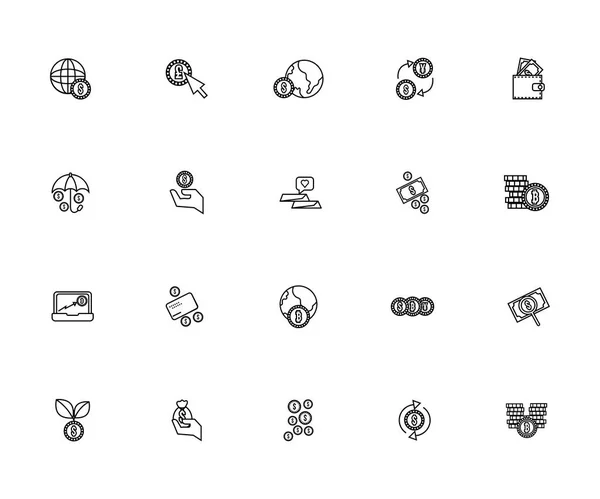 Bundle of saving set line style icons — Διανυσματικό Αρχείο