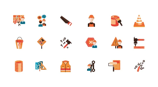Paquet de construction ensemble icônes détaillées — Image vectorielle