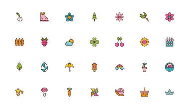 Bahar demeti düz simgeler