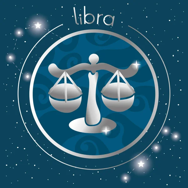 Libra zodiac sign silver seal — Stock Vector