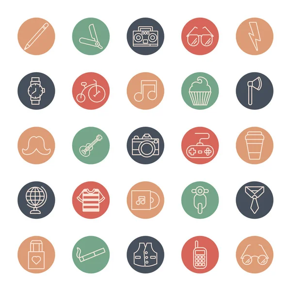 Bundle of hipster style set icons — Stockvector