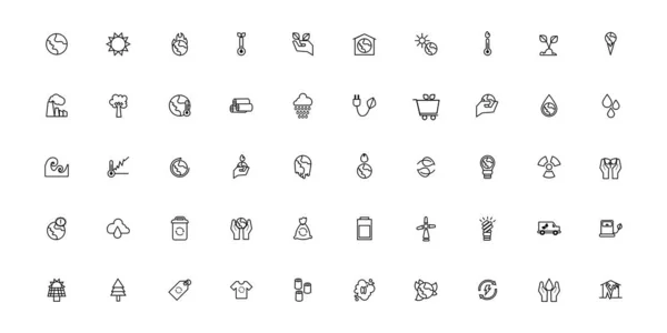 Conjunto de iconos de la línea de cambio climático — Archivo Imágenes Vectoriales