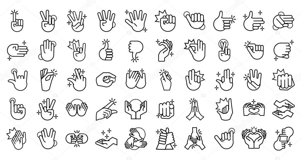 bundle of hands signals line style icon