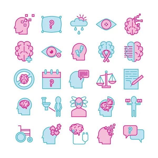 Paquete de iconos conjunto de alzheimer — Vector de stock