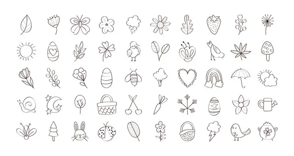 Bundle of spring set line icons — Stock Vector