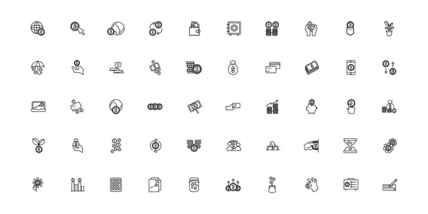 Bundle of saving set line style icons — Διανυσματικό Αρχείο