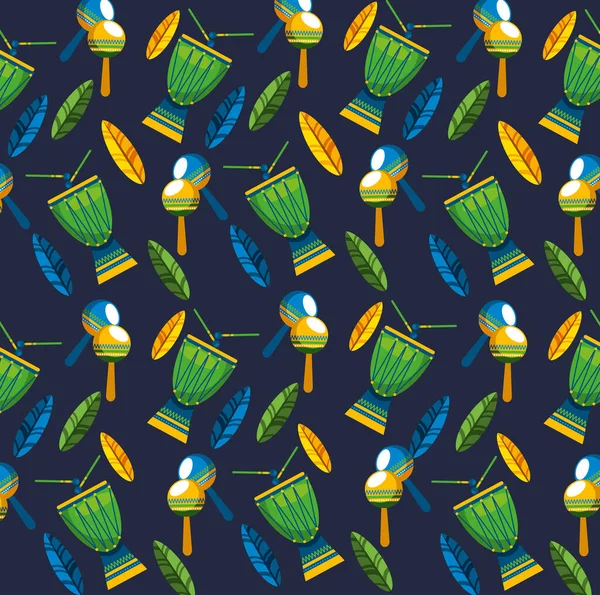 Canival of rio brazilian celebration with musical instruments pattern — Stock vektor