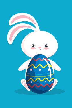 egg easter decorated with cute rabbit