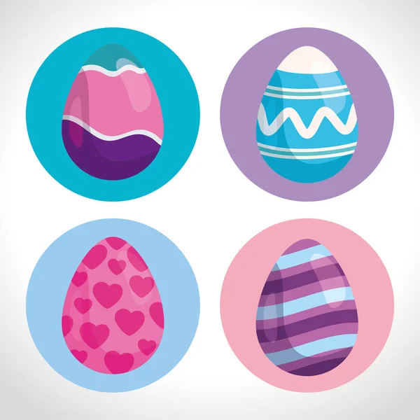 Conjunto de huevos lindos Pascua decorado — Vector de stock