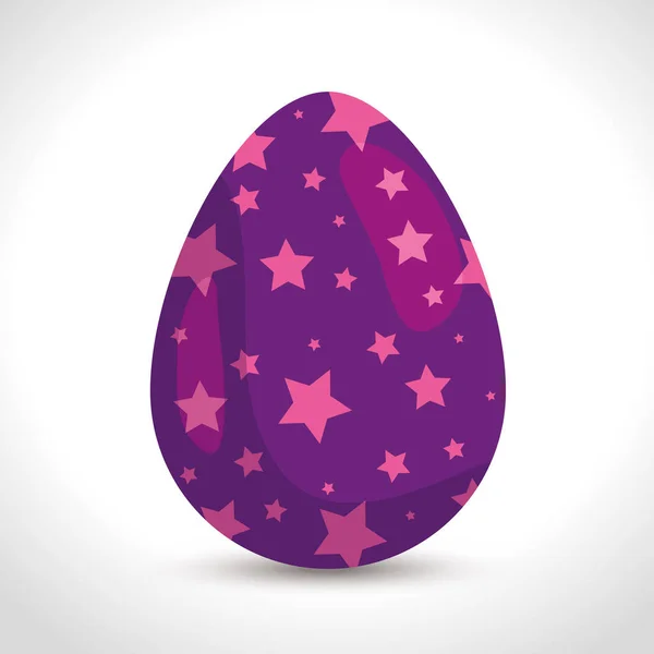 Lindo huevo pascua con estrellas decoración — Vector de stock