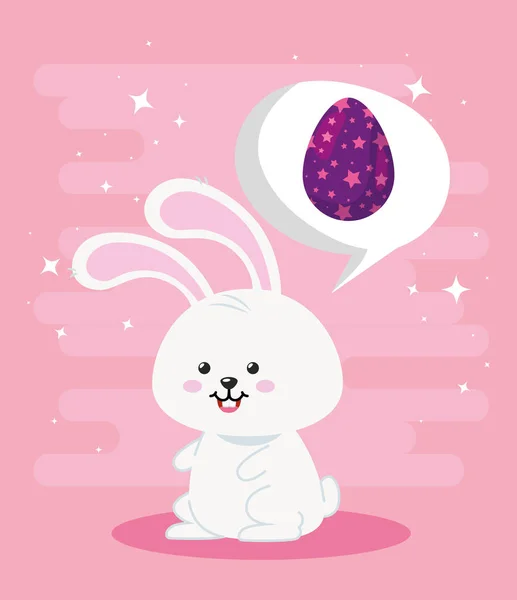 Cute rabbit with egg easter stars decoration — ストックベクタ