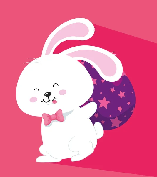 Cute rabbit with egg easter stars decoration — Wektor stockowy