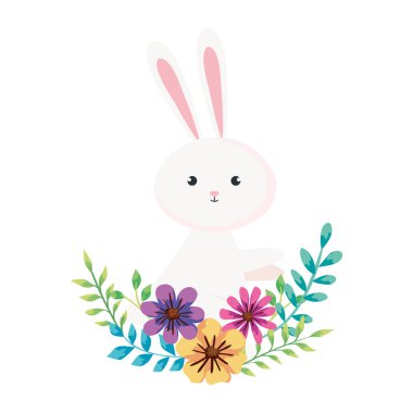 çiçek dekorasyon ile sevimli tavşan hayvan