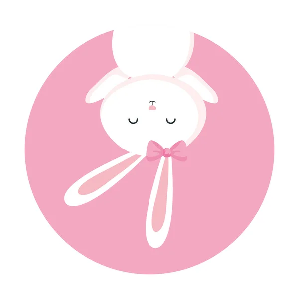 Cute rabbit female animal in frame circular — 图库矢量图片