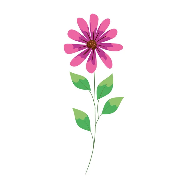 Милый цветок с веткой и листочками — стоковый вектор
