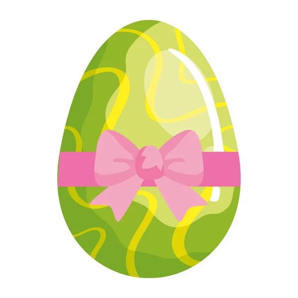 Cute egg easter decorated waves lines and bow ribbon — Stockvektor