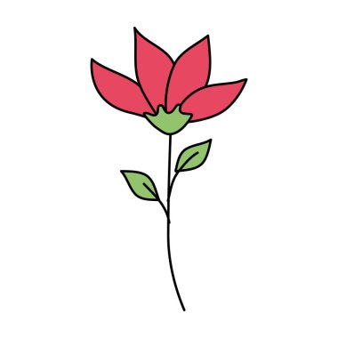 Dalları ve yaprakları olan sevimli bir çiçek.