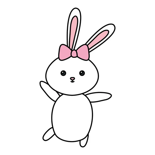 Cute rabbit female animal isolated icon — Wektor stockowy
