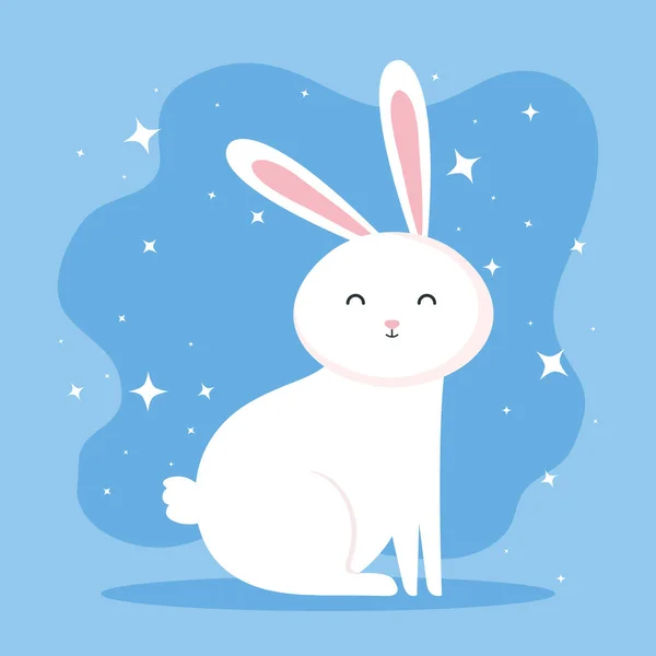 Cute rabbit animal in blue background — Stockvektor