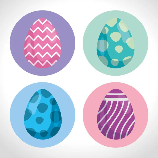 Conjunto de huevos lindos Pascua decorado — Vector de stock