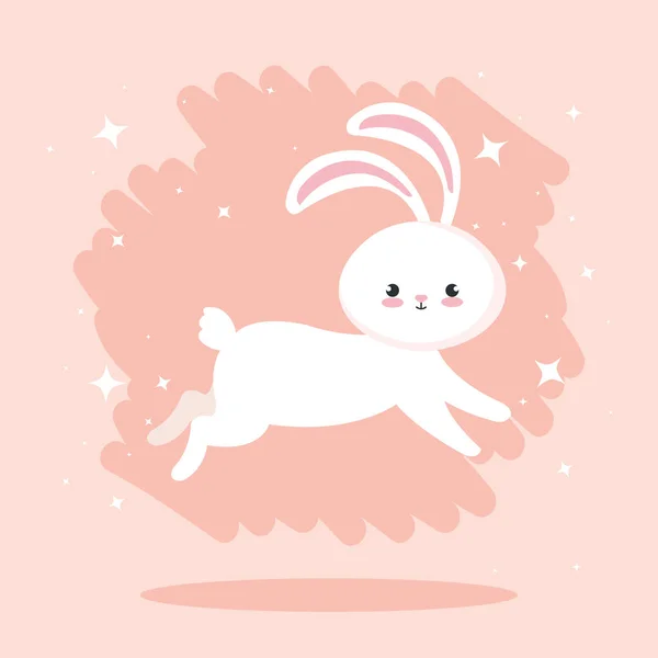 Cute rabbit animal jumping icon — Stok Vektör