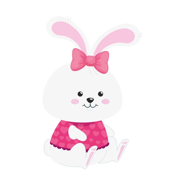 Cute rabbit female animal isolated icon — 스톡 벡터