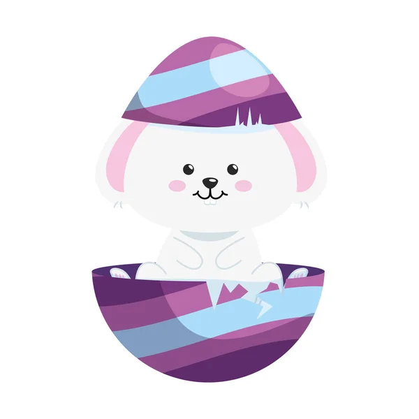 Bonito coelho em ovo Páscoa ícone isolado — Vetor de Stock